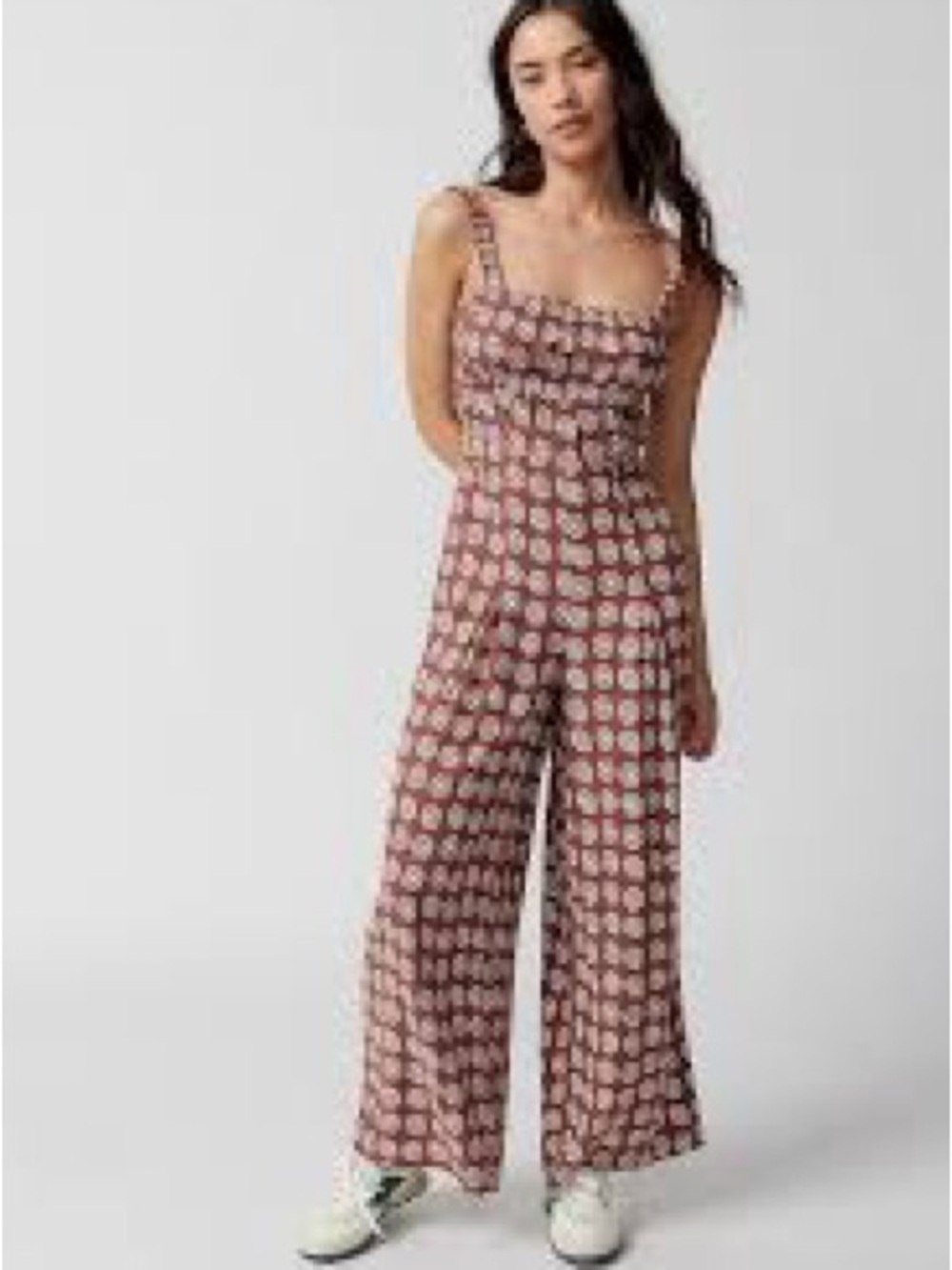 Ecote Pink Floral Square-Neck Wide-Leg Jumpsuit